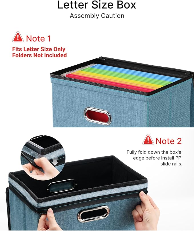 Oterri 1 Pack File Organizer Boxes with Lids, File Box with Mesh Pockets, Document Organizer Box for Letter Size Folders, Zip