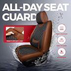FREESOO Black Brown Car Seat Covers Full Set - Faux Nappa Leather Seat Covers for Cars, Breathable Waterproof Front Seats Pro