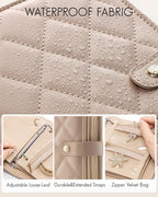 Vlando Travel Jewelry Case,Portable Jewelry Organizer Storage Book with Clear Zipper Velvet Jewelry Pouch Bag Gifts for Trave