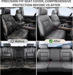 Coverado Chevy Silverado Seat Covers Full Set, Faux Leather Car Seat Covers Fit for 2014-2018 1500, 2015-2019 2500HD 3500HD C