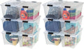 IRIS USA 54 Qt Stackable Plastic Storage Bins with Lids, 12 Pack - BPA-Free, Made in USA - See-Through Organizing Solution, L