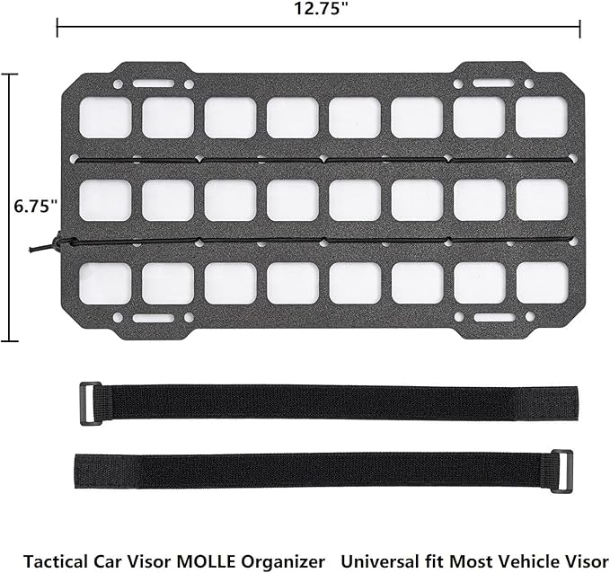 Vehicle MOLLE Panel Car Visor Organizer Storage Rack Rigid Insert Panel for Backpack Tactical Accessories Gear Holder Molle Pouches EDC Gadgets Small Tools Pens Sunglasses