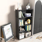 4 Tier Book Shelf, 4 Cube Storage Organizer,4 Tier Low Bookcase Storage Display Organizer, 44 Inch Versatile Cubes Shelf and 