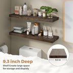 RICHFOCUS Elm Floating Shelves for Wall - 36" W x 9.3" D Rustic Solid Wood Shelves with Invisible Bracket, Wall-Mounted for L