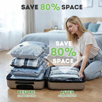 Mapambo Vacuum Storage Bags with -60000Pa USB Pump, 12 Pack Vacuum Seal Bags for Clothing Travel in 3 Sizes, Travel Vacuum Ba