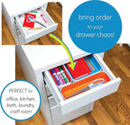 Three by Three Seattle 10 Piece Metal Organizer Tray Set for Storing Makeup, Stationery, Utensils, and More in Office Desk, K
