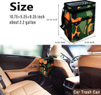 Cute Car Trash Can with Lid – Multipurpose Collapsible Trash Bin for Car, Leak-Proof Organizer, Waterproof Garbage Can with Storage Pockets & Adjustable Straps, 2 Gallons (Camo Orange)