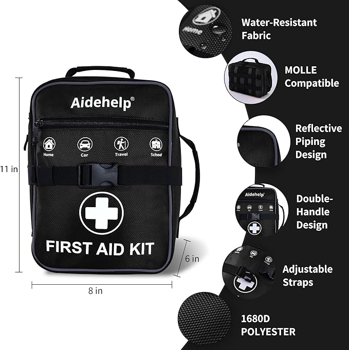 520 Pieces Premium First Aid Kit - Large Emergency Medical Kit for Survival, Car, Home, Travel, Camping, Backpack, Hiking, Sc