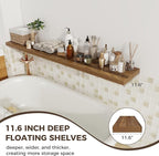 Fun Memories 12 Inch Deep Floating Shelves, 67 Inch Long Extra Large Floating Shelves Set of 2, Wood Wall Shelves for Living 