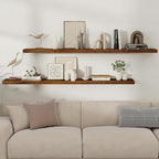 Fun Memories Floating Shelves for Wall, Rustic Wood Wall Mounted Shelves for Bathroom, Bedroom, Living Room and Kitchen, Stor