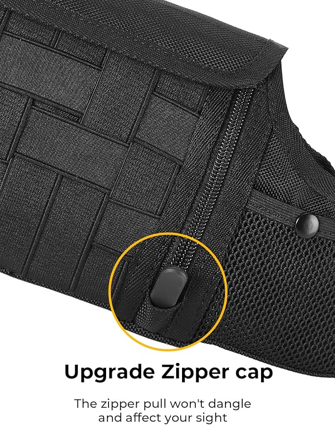 Upgraded Sun Visor Organizer Compatible with Wrangler JK 2007-2009, Multi-Pocket Net Zipper Visor Storage Cover, Molle Webbing Holder Pouch