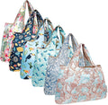 allydrew Large Foldable Tote Nylon Reusable Grocery Bags, 6 Pack