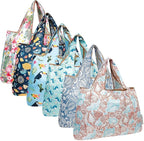 allydrew Large Foldable Tote Nylon Reusable Grocery Bags, 6 Pack