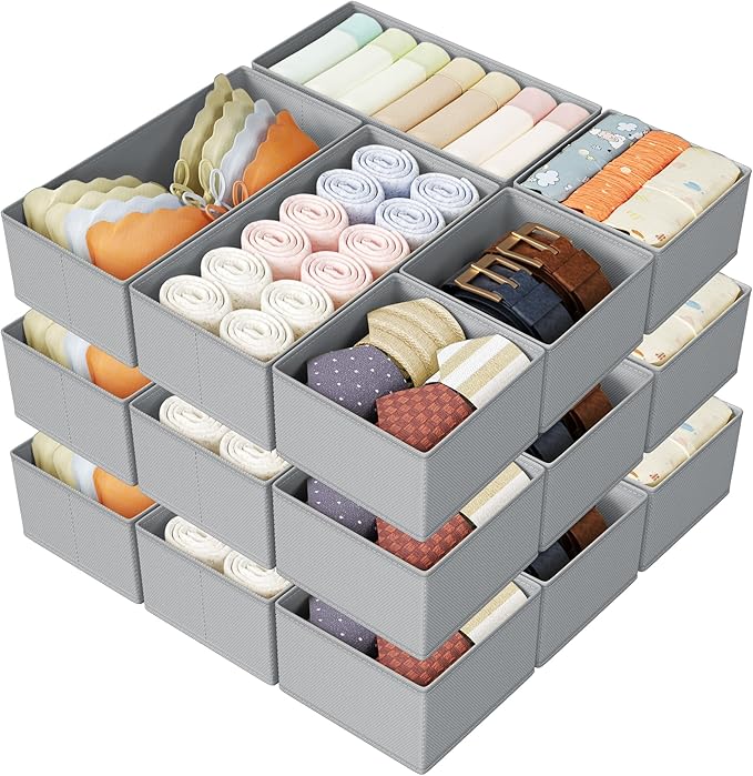 DIMJ Drawer Organizer Clothes Storage - 18 Pack Baby Dresser Organizer for Nursery, Foldable Drawer Dividers for Bedroom Clos