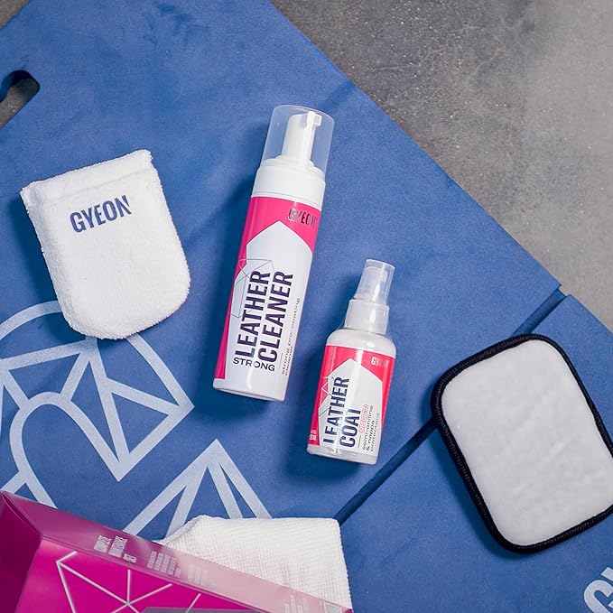 Gyeon Leather Set Strong All‑in‑One Car Leather Cleaner and Ceramic Coat Kit for Interior Protection Deep Clean Oil Removal M
