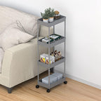 Sooyee 4 Tier Wide Storage Cart Mobile Shelving Unit Organizer Slide Out Storage Rolling Utility Cart Tower Rack for Kitchen 