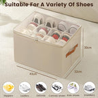 2 Pack Shoe Organizer for Closet, Large Shoe Box Storage Containers, Foldable Shoe Storage Organizer Box Bin with Adjustable 