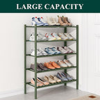 Smiry Bamboo Shoe Rack for Closet, 5 Tier Wooden Stackable Shoe Organizer, Free Standing Shoes Storage Shelf for Entryway, Fr