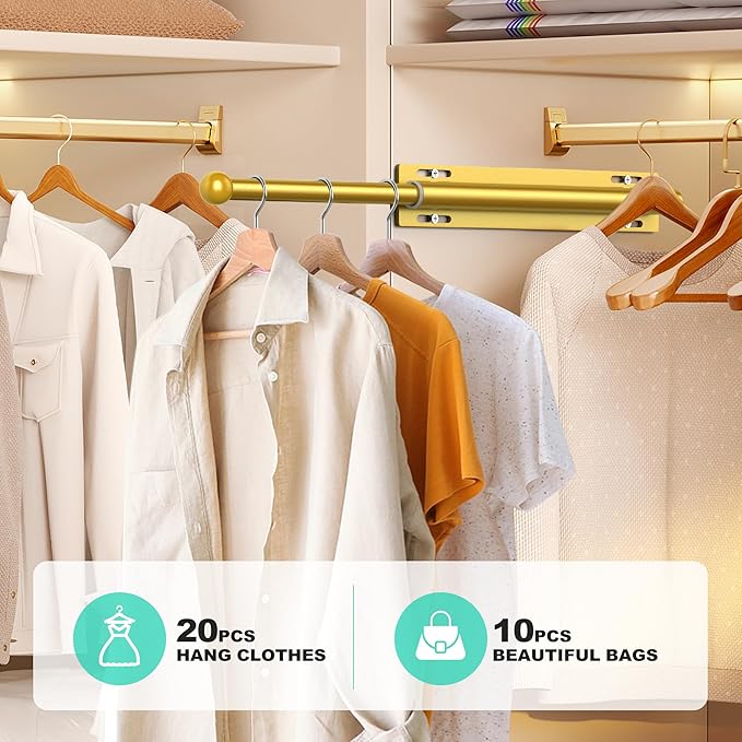 Valet Rod for Closet Retractable, 13.4"-23.2" Pull Out Clothes Hanger Rail, Heavy Duty Alloy Steel Side Mount Wardrobe Bar, A