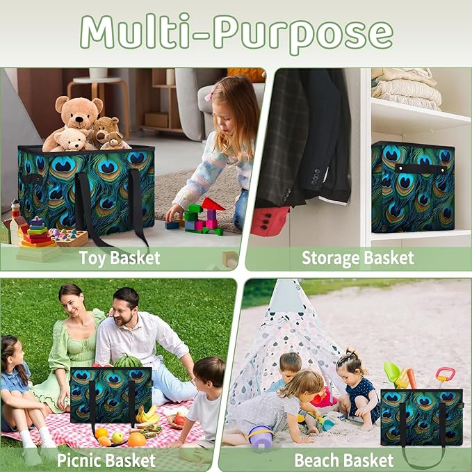 Reusable Grocery Bags Heavy Duty Shopping Bags Foldable Large Tote Bags with Long Handles & Hard Bottom