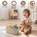 5-Pack Small Woven Rope Storage Baskets – 2 Sizes Organizer Bins for Closet, Shelf, Bookshelf, Nursery, Changing Table, Fabri