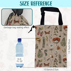 Car Garbage Bag Vintage Mushroom Forest Plants Drawstring Car Trash Bag Hanging for Back Seat with Adjustable Buckle Canvas Vehicle Trash Can Easy-to-Install
