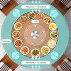 27" Large Glass Lazy Susan for Dining Table Kitchen Round Clear Turntable Serving Tray with 6 Rotating Wheels, Spin Table Cen