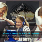 Car Window Shades, 2 PCS Magnetic Double Layer Auto Sun Shade for Side Windows Privacy Full Covers/Half Shade Options Back Car Window Curtains for Baby Protection