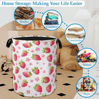 Straberry Flower Laundry Basket Collapsible Laundry Hamper Clothes Toy Storage Bin for Bathroom Bedroom Room Decor 16" X 20.8
