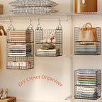 Yuyetuyo 5 Tier Closet Hanging Organizer and Storage Separable Hanging Closet Shelves with 4 Hooks 2 Adjustable Dividers, Wir