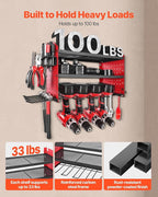 VEVOR Power Tool Organizer Wall Mount, 3-Layer Storage Rack with 4 Drill Holders, Tools Holder and Storage Rack with Side Peg