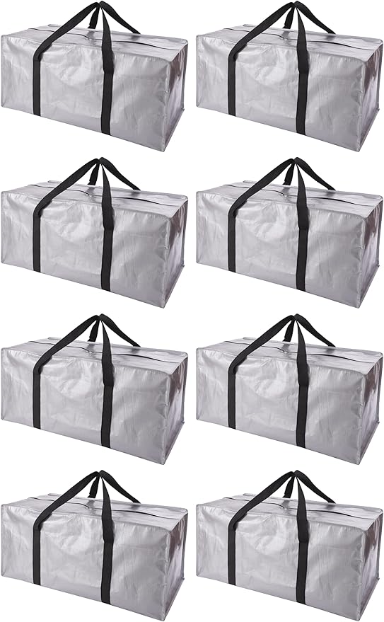 PANDA JOYS Extra Large Moving Bags with Zippers & Carrying Handles, Heavy-Duty Storage Tote for Space Saving Moving Storage, 