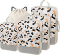 5 Set Packing Cubes For Travel Essentials, Luggage Packing Organization Cubes Suitcase Organizer Bags Set (Leopard)