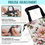 Car Trash Bag Pink Peonies and Green Leaves Leak-Proof Car Garbage Bag with Drawstring Foldable Canvas Trash Bin with Adjustable Buckle for Car Accessories