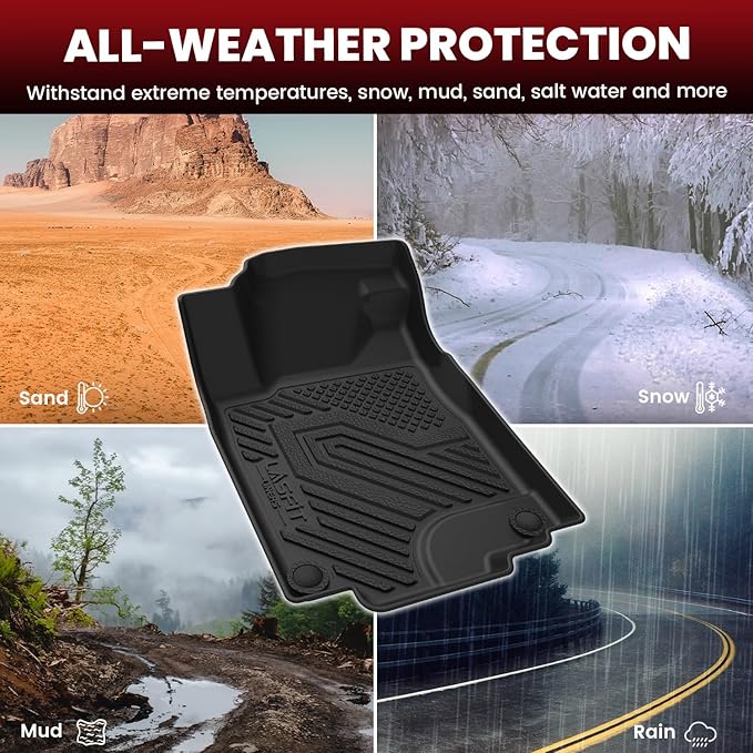 LASFIT Floor Mats for Honda CR-V 2016 2015 2014 2013 2012 EX & LX & SE, Custom Fit All Weather Protection TPE Floor Liner,1st & 2nd Row, Black (Not Fit EX-L & Touring)