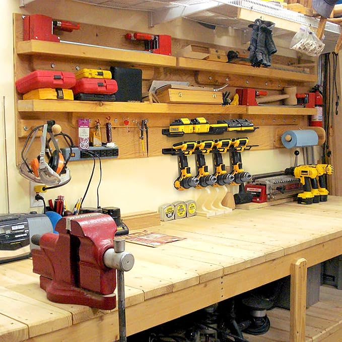 UNITEDPOWER Wall Mounted Drill Rack & Tool Shelf, Power Tool Organizer Holder, Heavy Duty Utility Storage Rack for Cordless, 