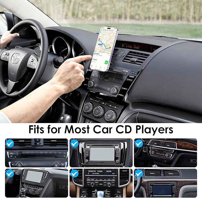 EEEKit Magnetic CD Slot Phone Mount, 20 Strong Magnets CD Player Holder, Pop Grip Ring Support for Magsafe Cases and All Smartphones