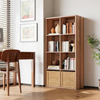 IROCNK Bookshelf, 8-Cube Storage Cube Shelf Organizer, Extra Thick Frame Horizontally & Vertically Reversible Bookcase with O