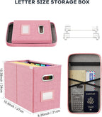 Oterri File Organizer Box with Lid, Hanging Filing File Box with Mesh Pocket, Document Organizer Box for Letter Files, Portab