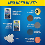 Rain-X 610153 Headlight Restoration Kit - Car Light Lens Cleaner/Restorer with Sanding & Polishing Drill Attachments & Sealan