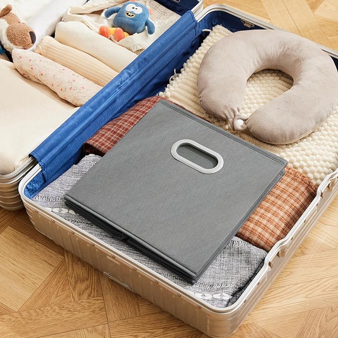 MAX Houser Fabric Storage Bins Cubes Baskets Containers with Dual Plastic Handles for Home Closet Bedroom Drawers Organizers 