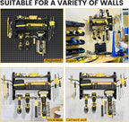 TRZZ Power Tool Organizer Wall Mount, 3-Layer Drill Holder with 2 Side Pegboards, Cordless Drill Rack with 4 Hooks, Efficient