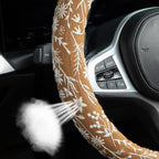Brown Japanese Style Flower Steering Wheel Cover Auto Embroidery Steering Wheel Protector, Anti-Slip, Breathable, Absorbing Sweat, Universal Car Accessories 14.5–15 inch,Fit for Most Car, Trucks, SUV
