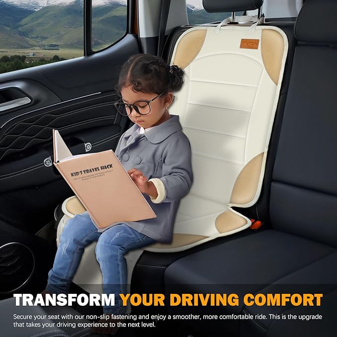 Siivton Car Seat Protector for Child Car Seats, Waterproof 600D Fabric Car Seat Cover, Non-Slip Backing, Thick Padding, Mesh 