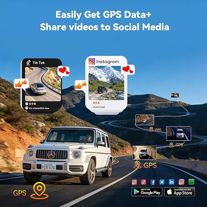 AZDOME 4 Channel Dash Cam 360°View,2K Dash Camera for Cars,Front and Rear Left Right Wireless Car Camera,Find My & APP Contro