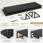 Deep Floating Shelves Wall Mounted, 36"x12" Black Wall Shelves with Brackets Set of 2 for Bedroom, Living Room, Bathroom, Kit