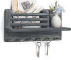 Rebee Vision Pine Wood Key Holder Wall Mount for Home Decor – Key Holder for Wall Mail Slot Can Store Letters & Files - 6 Hoo