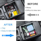 PIMCAR Compatible with 2019 2020 2021 2022 2023 Ford Ranger Center Console Organizer ABS Plastic Material Armrest Box Insert Tray Accessories (Not for 2023 Ranger XL/Raptor/Wildtrak)-Black Trim