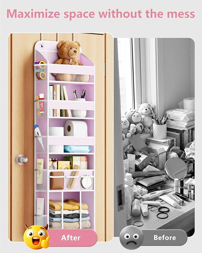 OneDream 5-Tier Over the Door Organizer with Removable Storage Caddy, Baby Clothes Organizer for Nursery, Hanging Behind Door