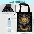 Car Garbage Bag Golden Sun Boho Crescent Moon Stars Hanging Canvas Car Trash Bag Drawstring Car Back Seat Organizer for Car Back Front Seat Console with Adjustable Buckle